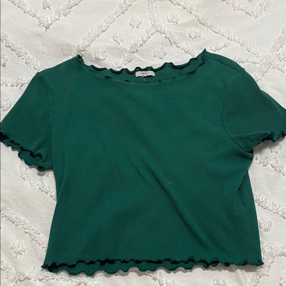 Ardene Teal Ruffle Hem Crop Top